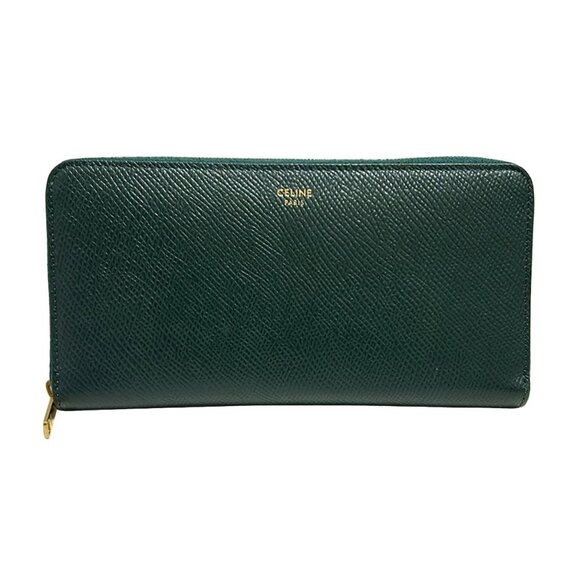 CELINE - Dark Green Leather Long Wallet 169-080625 - Picture 1 of 7